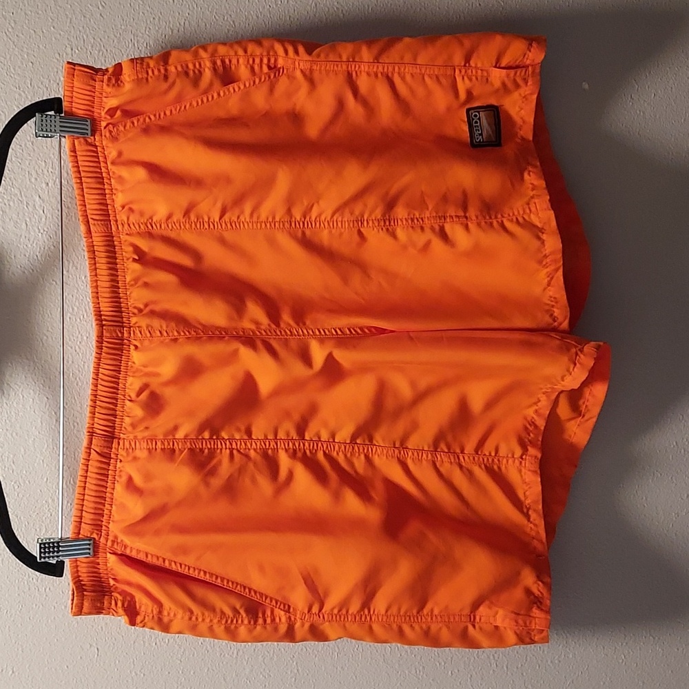 Speedo Vibrant Orange Swim Trunks w/ Pockets Size Large